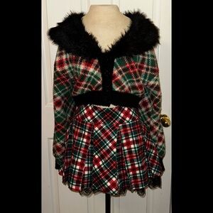 Sugar Thrillz Dolls Kill ‘HOLIDAY PARTY’ Red Green Black Plaid Cardigan M NWT